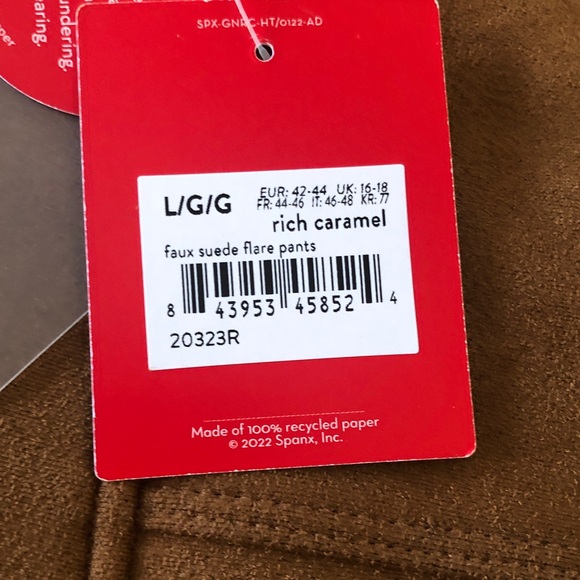 NWT SPANX Rich Caramel Faux Suede Flare Pants - Picture 4 of 6